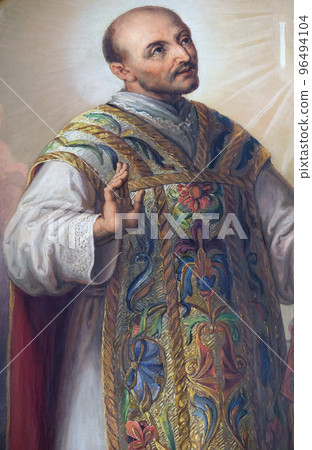 Saint Ignatius of Loyola altarpiece in the Basilica of the Sacred Heart of Jesus in Zagreb, Croatia Saint Ignatius of Loyola altarpiece in the Basilica of the Sacred Heart of Jesus in Zagreb, Croatia 96494104