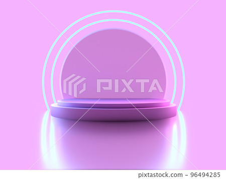 漂浮在紫光中的圓形舞台 漂浮在紫光中的圓形舞台 96494285