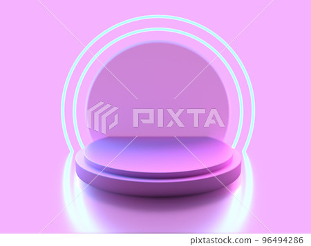 漂浮在紫光中的圓形舞台 漂浮在紫光中的圓形舞台 96494286