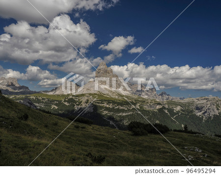 WW1 Trenches at Monte piana 2.324 Meter high mountain in Sextener Dolomiten mountains on border to Italy and Austria. 96495294