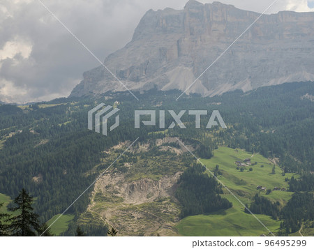 stone rock avalanche in dolomites panorama 96495299