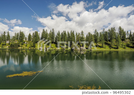 Federa Lake dolomites panorama landscape croda da lago 96495302