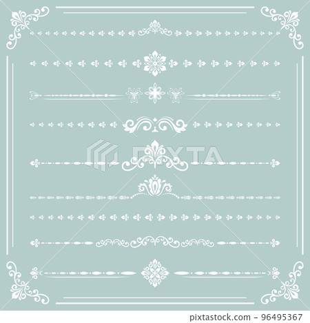 Vintage Big Set of Horizonyal Vector Patterns. Collection of Graphics 96495367