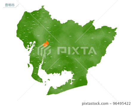 Watercolor-style map Toyoake City 96495422