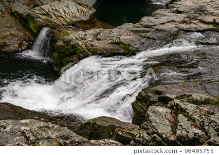 Autumn Chomonkyo Gorge with beautiful autumn foliage and valley [Yamaguchi Prefecture] 96495755