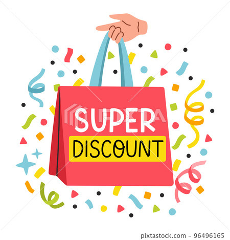 Banner with package super discount. Promotion poster template super sale vector illustration 96496165
