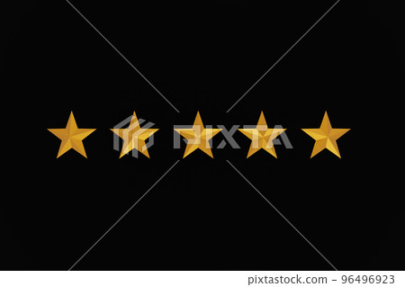 Five star symbol, the concept of a positive rating, reviews and feedback on black background Five star symbol, the concept of a positive rating, reviews and feedback on black background 96496923