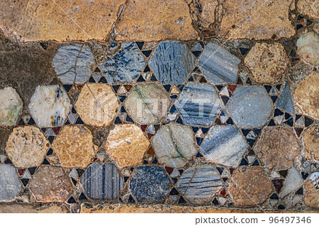 Byzantine mosaics on the floor of St. Nicholas Church Demre, Turkey. 96497346