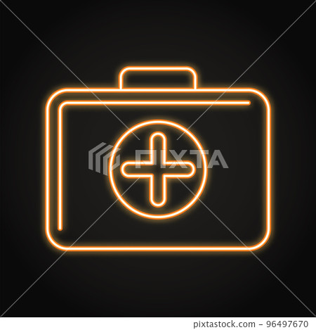 First aid kit neon icon First aid kit neon icon 96497670