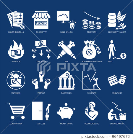 Economic and financial crisis icon set Economic and financial crisis icon set 96497673