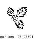 Christmas holly branch doodle isolated. Sprig of holly xmas decoration element on white background. Cute hand drawn vector illustration. 96498301
