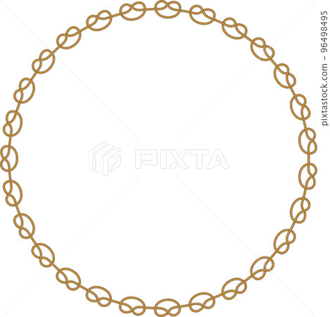 Round rope frame isolated on white background. Twisted cord 96498495
