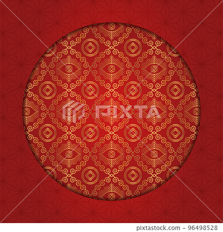 Traditional chinese round pattern frame. Oriental, japanese circle. 96498528