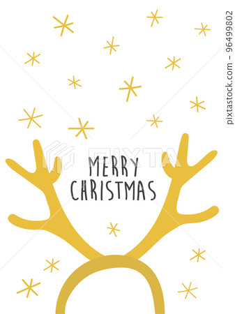 Merry Christmas greeting card. Reindeer antlers horns. Cartoon illustration Merry Christmas greeting card. Reindeer antlers horns. Cartoon illustration 96499802