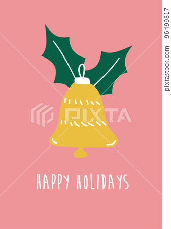 Hand drawn Christmas bell in yellow color. Vector illustration, Christmas card Hand drawn Christmas bell in yellow color. Vector illustration, Christmas card 96499817