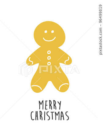 Hand drawn cookies Gingerbread man. Merry Christmas greeting card design. 96499819