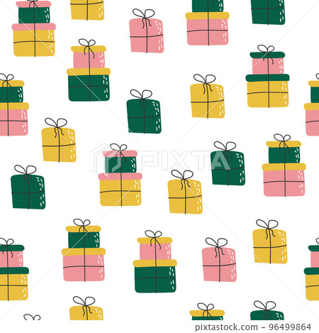 Christmas gift boxes seamless pattern. Creative Scandinavian background Christmas gift boxes seamless pattern. Creative Scandinavian background 96499864