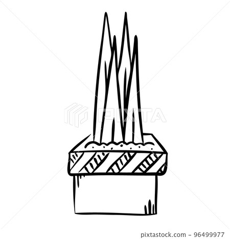 Vector illustration of a flower in pot and sketch 96499977