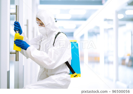 Cleaning and disinfection of office to prevent COVID-19. Prevention of spreading pneumonia virus. 96500056