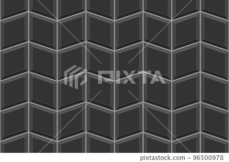 Black rhombus tile background. Bathroom or shower ceramic wall or floor diamond mosaic surface. Kitchen backsplash texture. Pavement decoration seamless pattern 96500978
