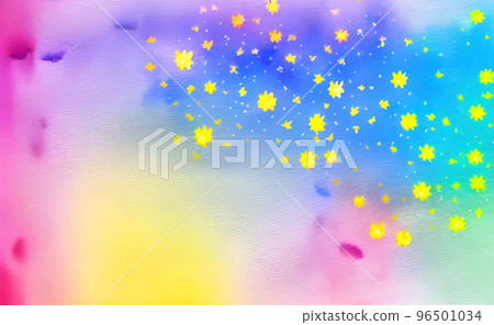 Vector floral watercolor background, wallpaper with beautiful yellow flowers , multicolor, rainbow color, holiday smoke fantasy paint Vector floral watercolor background, wallpaper with beautiful yellow flowers , multicolor, rainbow color, holiday smoke fantasy paint 96501034