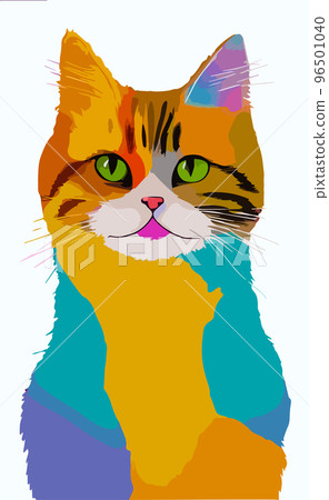 Vector colorful cat, cute kitten cartoon art, animal illustration, isolated on white background Vector colorful cat, cute kitten cartoon art, animal illustration, isolated on white background 96501040