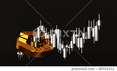 Bar chart, pie chart, stock business candle stick for financial analysis content, 3D rendering. 96501432