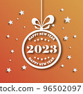 2023 happy new year. numbers minimalist style. vector linear numbers. design of greeting cards. vector illustration. 96502097