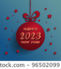 2023 happy new year. numbers minimalist style. vector linear numbers. design of greeting cards. vector illustration. 96502099