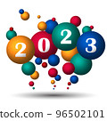 2023 happy new year. numbers 3D style. vector linear numbers. design of greeting cards. vector illustration. 96502101