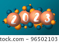 2023 happy new year. numbers 3D style. vector linear numbers. design of greeting cards. vector illustration. 96502103