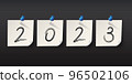 2023 happy new year. numbers minimalist style. vector linear numbers. design of greeting cards. vector illustration. 96502106