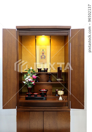 A furniture-style Buddhist altar enshrining the stand-type principal image of the Soto sect 96502137