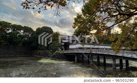 Japan's Top 100 Castles, Edo Castle, Hirakawa Gate at dusk Japan's Top 100 Castles, Edo Castle, Hirakawa Gate at dusk 96503290
