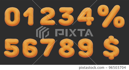 0-9 golden inflatable Helium foil numbers bread balloons style. vector illustration eps10 0-9 golden inflatable Helium foil numbers bread balloons style. vector illustration eps10 96503704