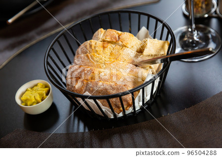 Slices of bread with butter Slices of bread with butter 96504288