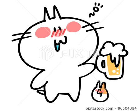 Illustration material of a cat and a hamster drinking beer for good work Illustration material of a cat and a hamster drinking beer for good work 96504384