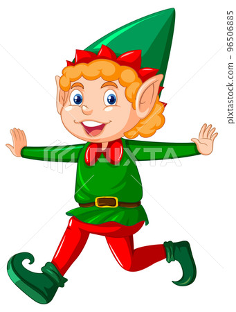 Cute kid wearing elf costume cartoon Cute kid wearing elf costume cartoon 96506885