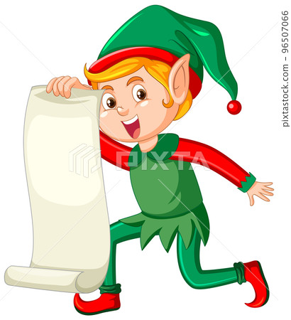 Christmas elf holding black paper Christmas elf holding black paper 96507066