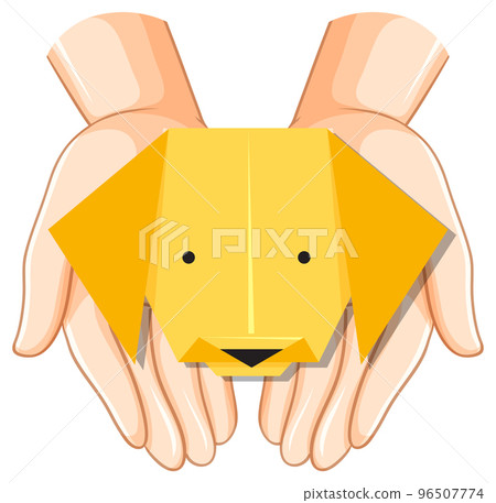 Origami dog on human hands Origami dog on human hands 96507774
