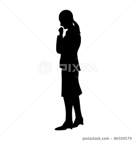 咳嗽的女商人的剪影插圖 咳嗽的女商人的剪影插圖 96509579