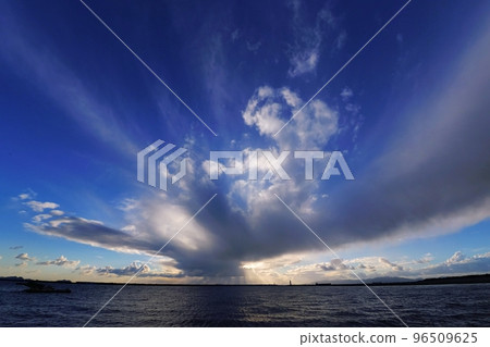 Late autumn evening sky covered with powerful clouds and light rain 96509625