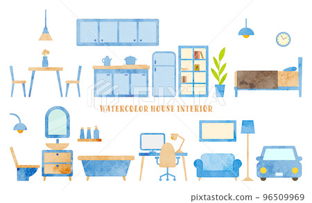 Watercolor touch interior set (blue & beige) 96509969