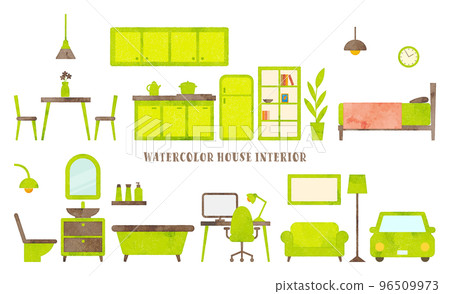 Watercolor touch interior set (green & brown) 96509973
