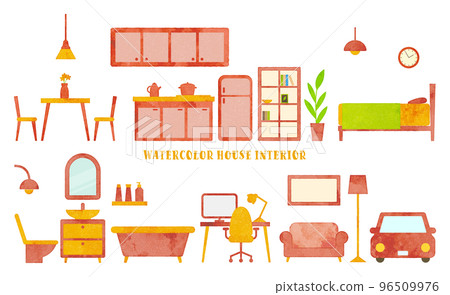 水彩觸感內飾套裝（紅色和橙色） 96509976