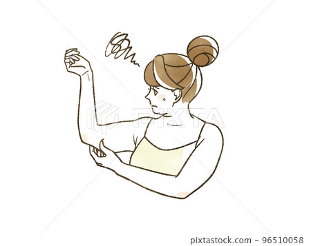 擔心上臂的肥胖女性 擔心上臂的肥胖女性 96510058