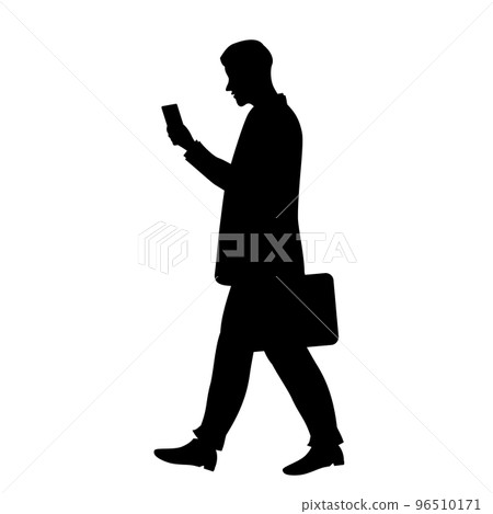 Silhouette illustration of walking smartphone 96510171