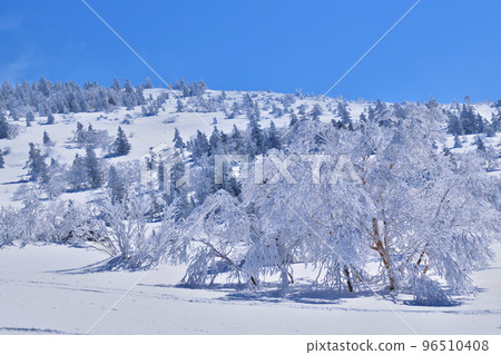 Snow covered mountains and blue sky Snow covered mountains and blue sky 96510408