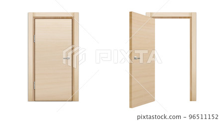 Close and open wooden doors with chrome handles Close and open wooden doors with chrome handles 96511152