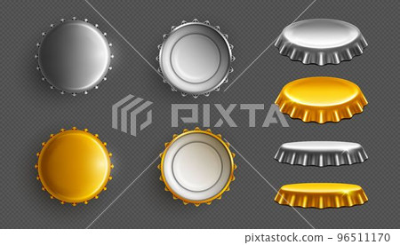 Beer bottle caps, gold and silver lids for glass 96511170